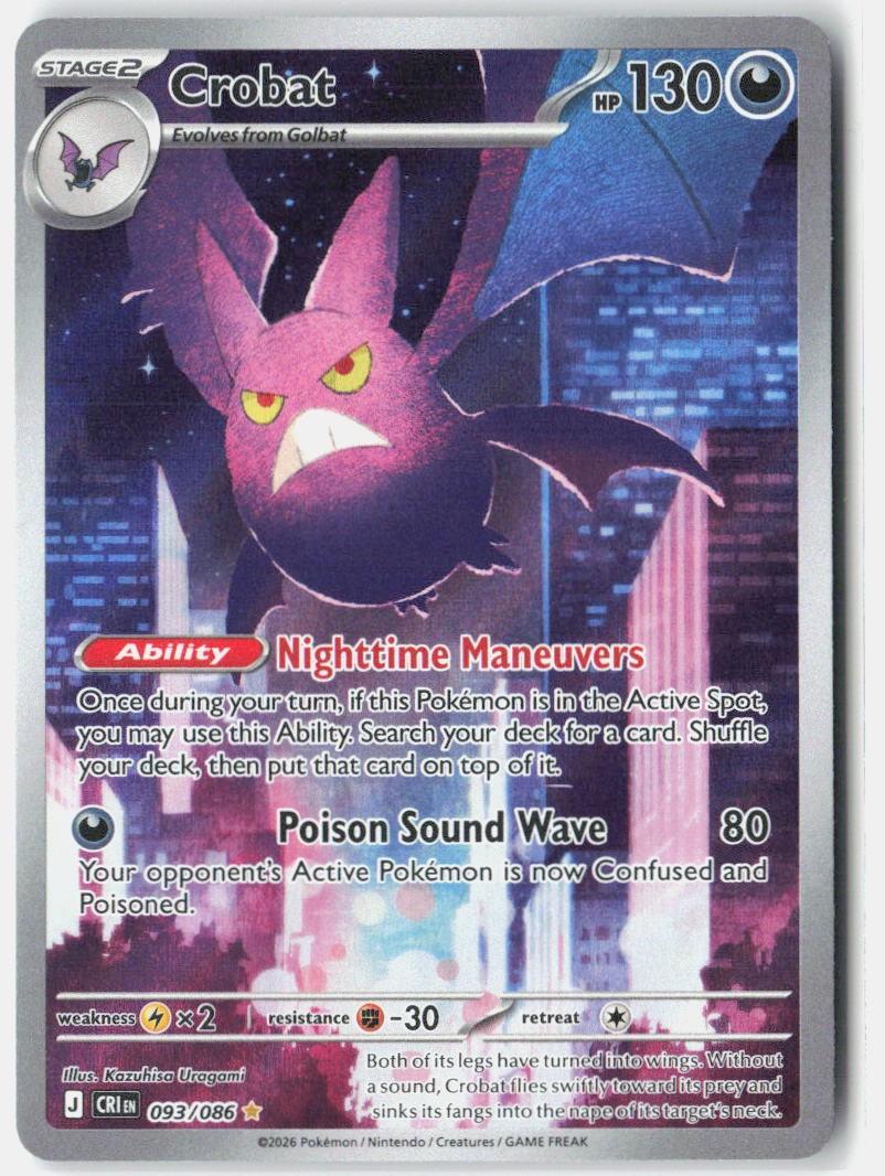 Pokemon - Crobat Holofoil Chaos Rising [CRI - 093/086] NM Illustration Rare