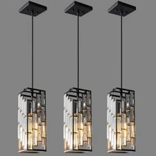 Black Pendant Lighting Modern Pendant Light, Mini Crystal Chandeliers,Adjusta...