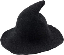 Women's Knitted Wool Witch Hats for Halloween and Cosplay Accessories