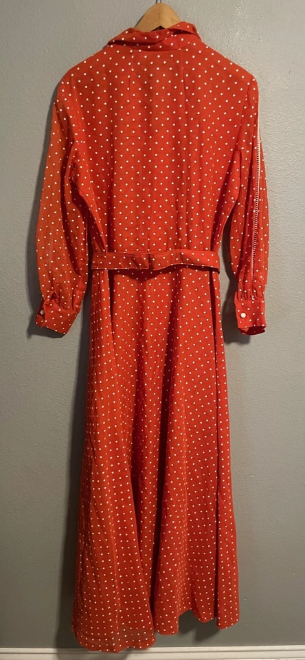 Maxi Vestido Camisa Vintage Avalon Classics Para Mujer 18 Rojo Blanco Lunares Cinturón Foto 3 de 4