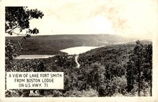1940s Boston Lodge Lake Fort Smith Arkansas Hwy 71 Real Photo RPPC Postcard