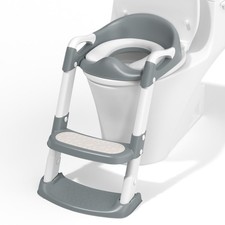 COOSEYA Potty Training Toilet with Step Stool Ladder, Toddler Toddler, Gray
