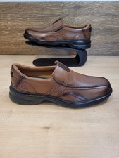 Clarks Tan Brown Leather Slip On Shoes Uk 7.5 G Hommes Quality Stunning New