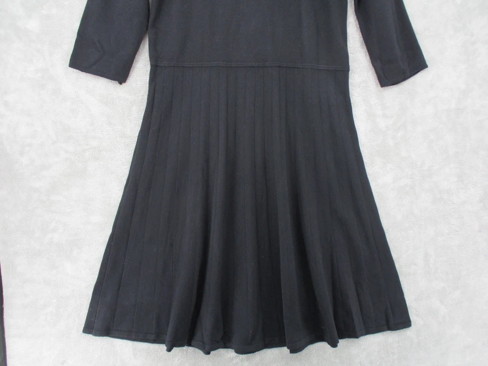 Vestido Suéter Talbots 1X Minimalista Línea A Carrera Oficina Espalda Cremallera Midi Negro Foto 4 de 4