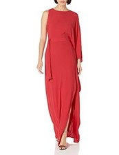 Fab! NWT Halston Asymmetric Kaftan Red Size 4 bohemian