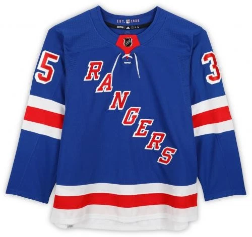 Camiseta deportiva auténtica Adidas azul autografiada de Mike Richter New York Rangers Foto 3 de 4