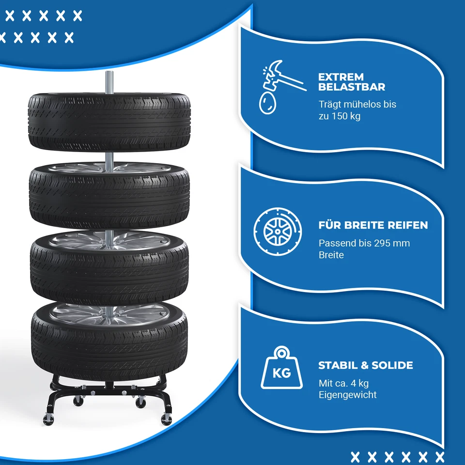 Felgenbaum XL fahrbar für Autoreifen bis 295mm Reifenständer belastbar bis 150KG - Bild 3 von 4