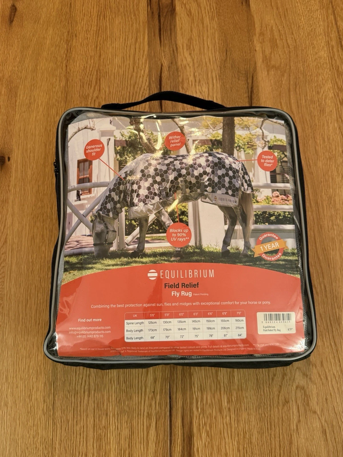 Equilibrium Horse Field Relief Fly Rug Hexagonal Pattern Grey 6’ 9” - Brand New