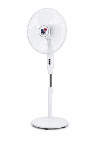 16 Inch 45W Pedestal Stand Fan 3 Speed Oscillating Adjustable White