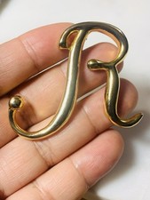 Gold Tone Letter R Brooch