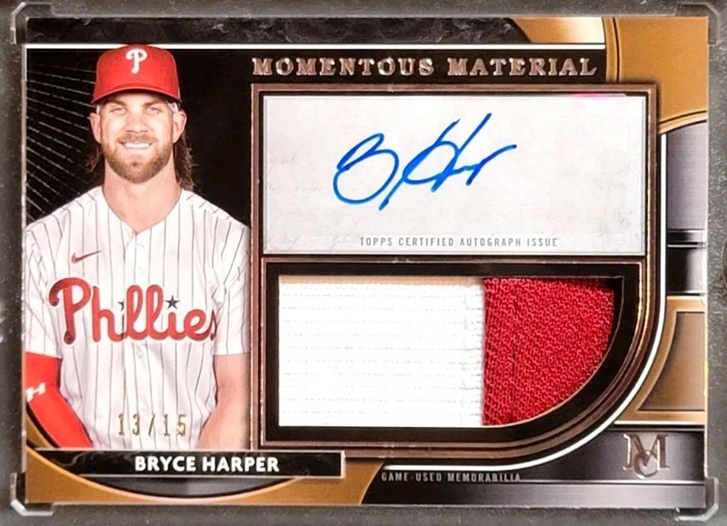 2021 Topps Museum Momentous Material Jumbo Patch Auto /15 Bryce Harper 