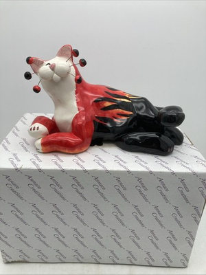 #ad NEW Annaco Creations Whimsiclay LARGE Cat HOT ROD by Amy Lacombe 5”x10”x6.25”H $39.99