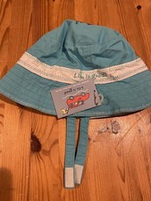 Life Is Good Bucket Hat Toddler Train Reversible Cotton Teal and White One Size