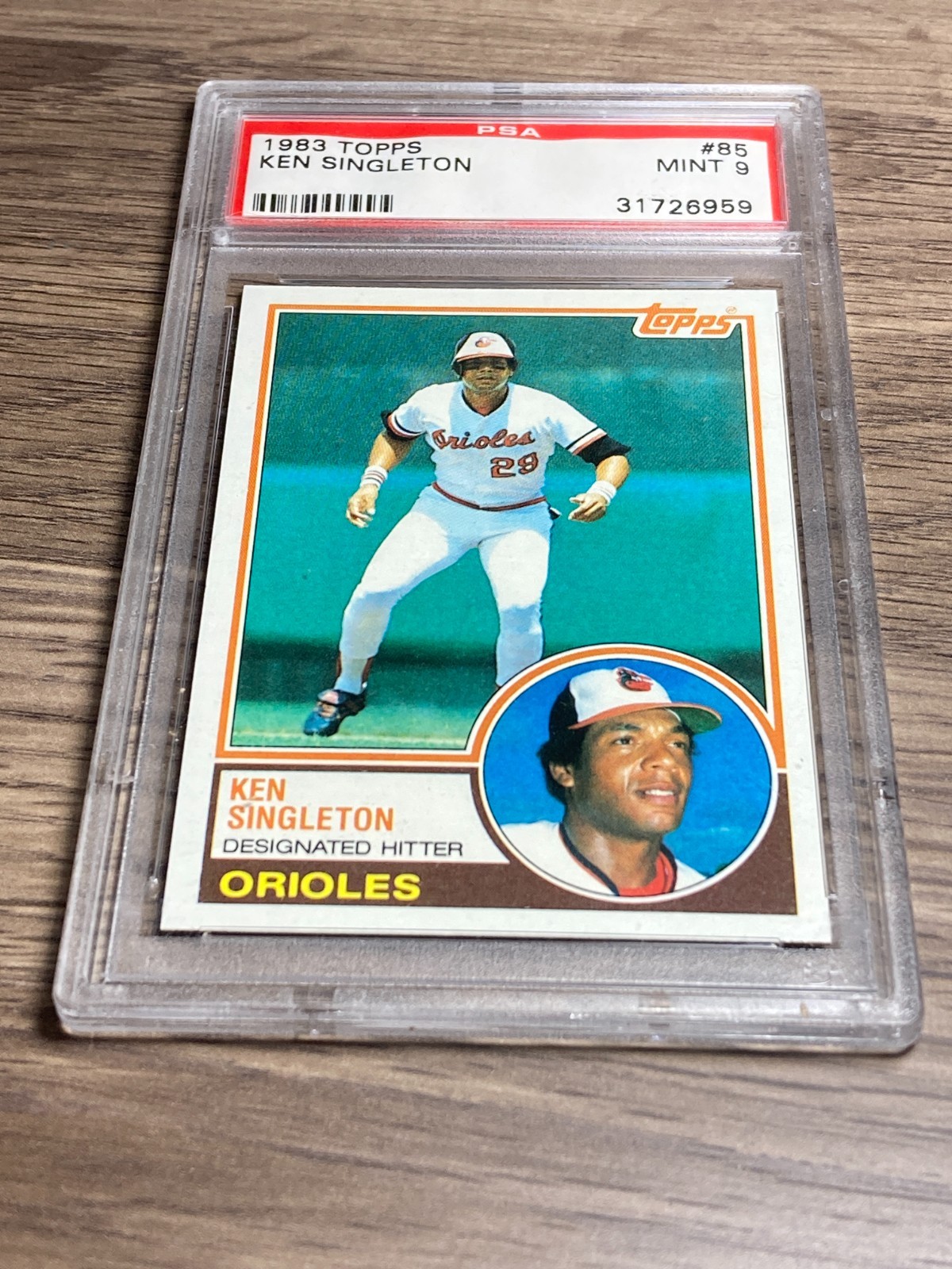Ken Singleton 1983 Topps PSA 9 Mint Graded Card Baltimore Orioles #85