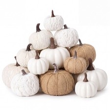 12 Pcs Mini Pumpkins Fall Decor Set Assorted Fabric and Size