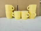 Vtg Yellow Anchor Hocking Fire King Stacking Mugs Milk Glass MCM St of 6