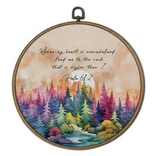 Forest Christian Round Wall Art Decor, Inspirational Bible Verse Canvas Print...