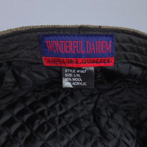 Wonderful Daidem Mens Newsboy Cap Green Corduroy Style 1907 L/XL Quilt Lined Hat - Picture 6 of 6
