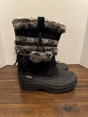 Kid s Girl s Tundra Nevada Black Snow Boots - Size 4