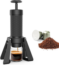 Manual Espresso Machine, 15 Bar Portable Coffee Maker for Ground Coffee