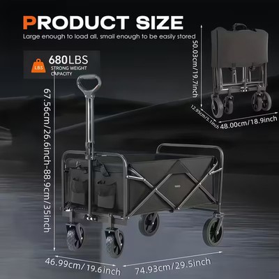 All Terrain Heavy Duty Folding Cart, Large Capacity camper Wagon for outdoor use