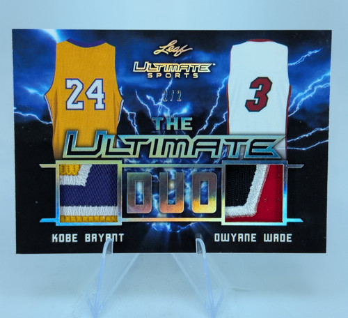 Kobe Bryant GAME USED JERSEY PATCH CARD /2 Dwyane Wade LEAF ULTIMATE LAKERS