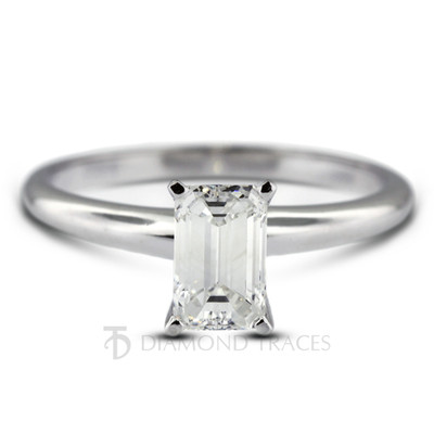 1ct D VS1 Emerald Natural Diamond 950 Plat. Classic Solitaire Engagement Ring
