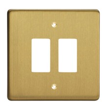 Varilight Brushed Brass Powergrid Plates & Polished Brass Switch Modules Dimmers