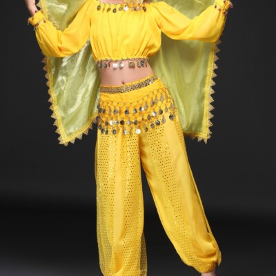 Children Belly Dance Sleeve Top Pants Suit Girls Kids Festival Performance Wear