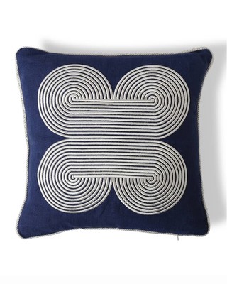 Jonathan Adler US Pompidou Quatrefoil Pillow cushion blue graphic stitching