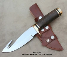 CUSTOM HANDMADE HUNTING, SKINNING GUT HOOK FIXED BLADE KNIFE HIGH CARBON STEEL O