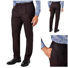 Tallia Mens Classic Fit Brown Wool Suit Separate Flat Front Cuffed Pants 30x30