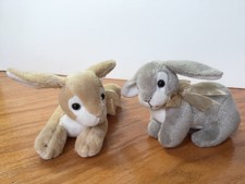 Plush easter bunny pair gray and tan plush