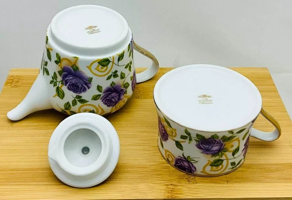 Leonardo Collection théière solitaire porcelaine décor roses et dorure - Photo 2/4