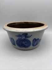 1987 Collectible Rowe Pottery Works Salt Glazed Apple Design Bowl 6.75" X 3.5"