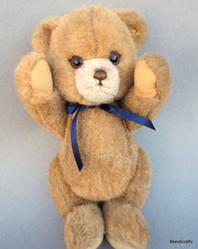 Steiff Petsy Teddy Bear 1980s Brown Plush Jointed 35cm 14in ID Button Vintage