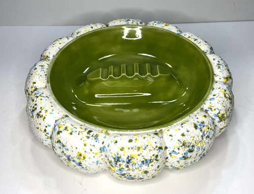 MCM Vintage Funky 1970’s Extra Large Green Ashtray Lava Texture EUC!