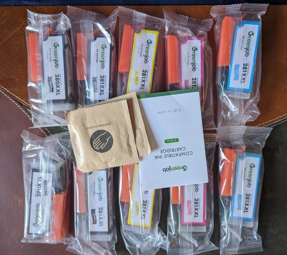 Greenjob 10 peças 280/281: 2ea XXL tinta preta Crtgs 2 amarelo, 2 vermelho, 2 azul. 2 unidades - Imagem 2 de 3