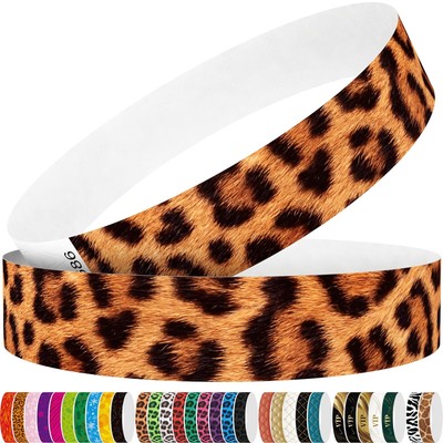 Tyvek Wristbands for Events, Leopard Print Colorful Creative Design 3/4'' Pape...