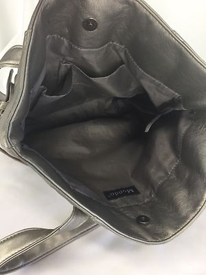 Mondo Silver Medium Handbag With Buckles & Outside Pocket 161003