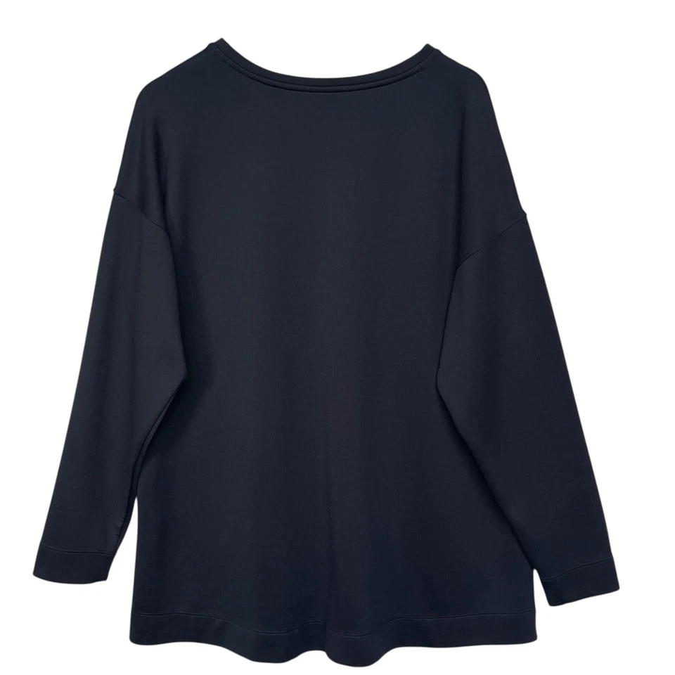 Sudadera Chico's Mujer Talla XL (3) Azul Marino Lámina Dorada Floral Pullover Relajado Foto 2 de 4