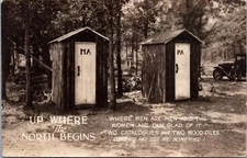 RPPC c1925 MA & Pa Out Houses  Men Are Men Postcard