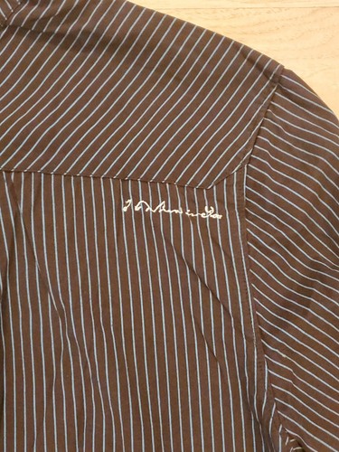 Vtg Hurley Men's Large LS Shirt Button-Up Stripe Western Brown Blue Embroidered - Picture 14 of 19