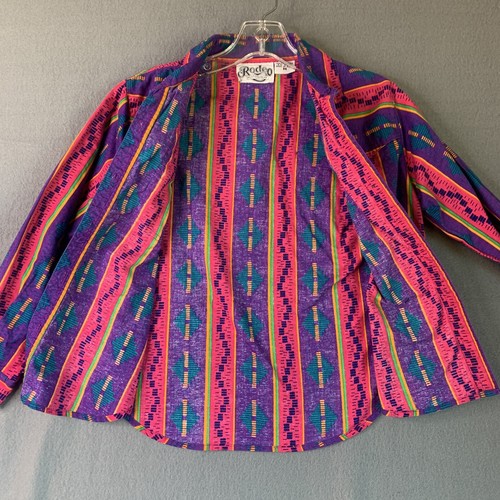 Vintage Rodeo Western Shirt Youth M Aztec 90s Southwestern Cowboy Western - Picture 3 of 9