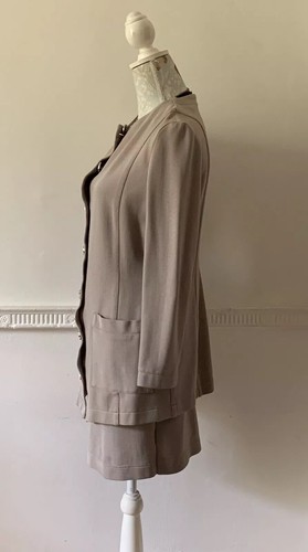 Traje Falda Dieter Heupel Vintage Años 80 Mezcla Viscosa Taupe Mezcla Viscosa Reino Unido Talla 12 - Imagen 7 de 12