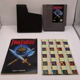 NES Final Fantasy With Game World Map/Monster Id Book, Box & Game Cover Vintage