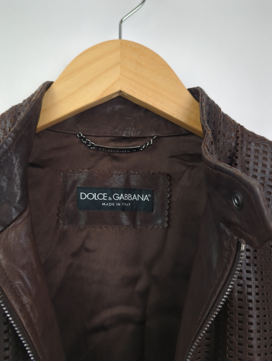 DOLCE & GABBANA Men's Sz IT 44 US XS Brown Lambskin Leather