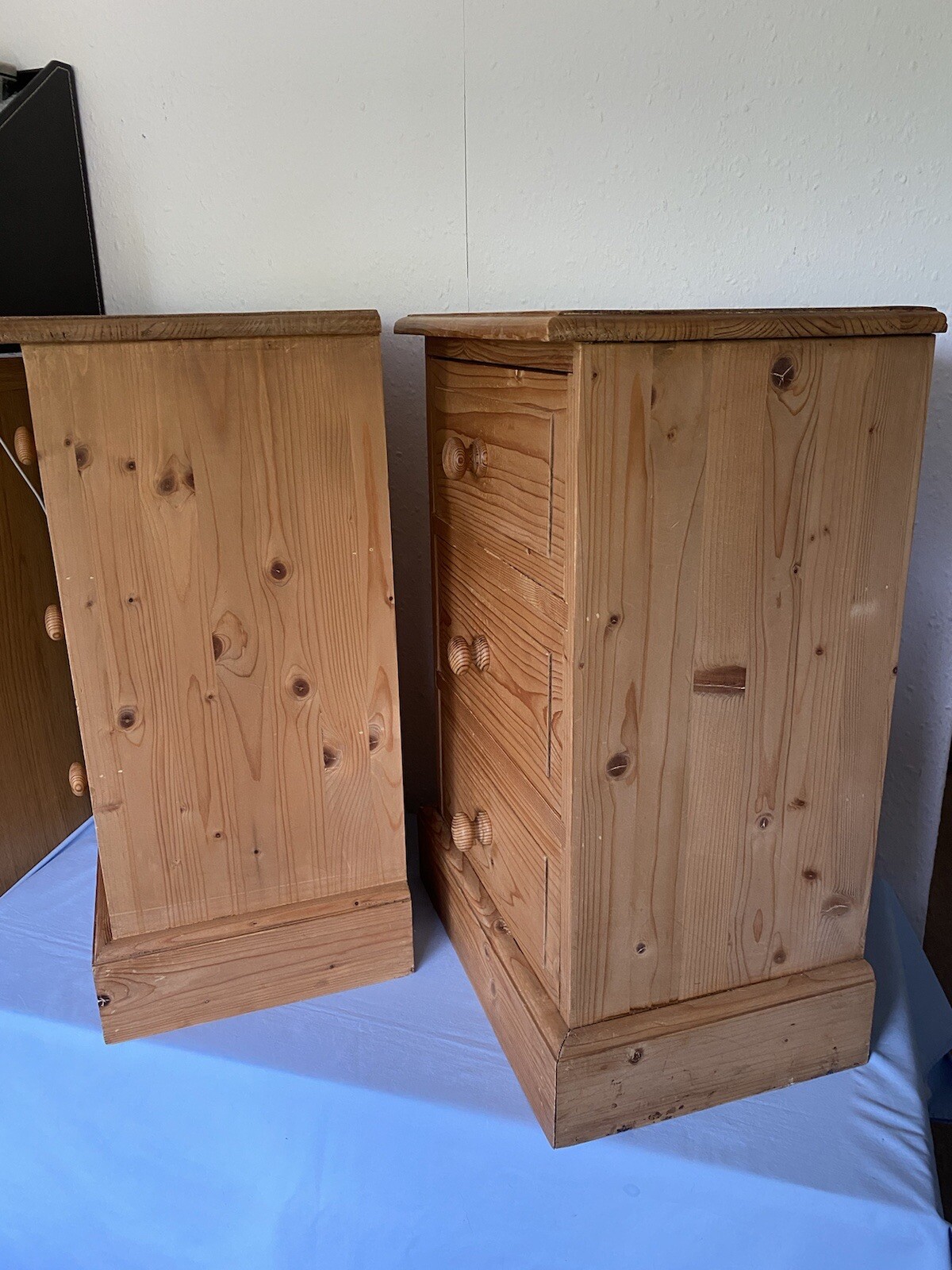 Pair of Three Drawer Natural Solid Pine Rustic Wood Bedside eBay