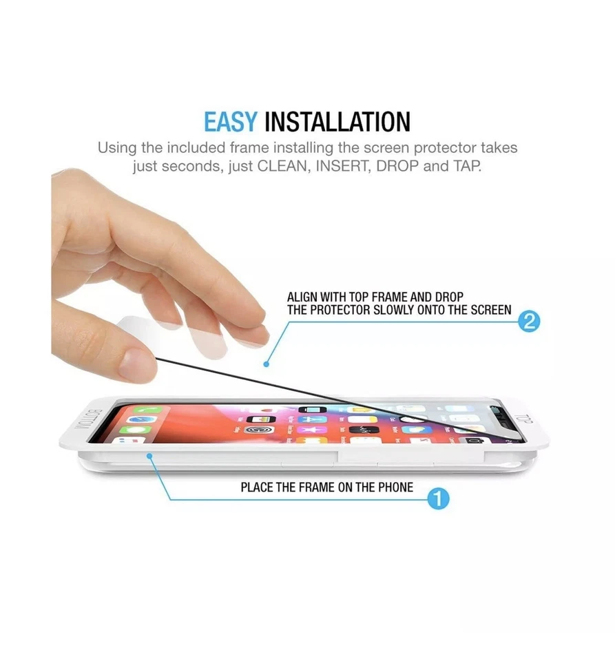 Paquete de 3 protectores de pantalla Maxboost transparentes para Apple iPhone Xs, X, vidrio templado Foto 4 de 4