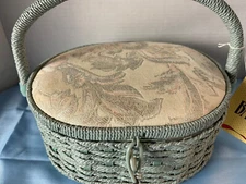 Sewing Basket Floral Pattern 9" x 7" x 4" Beachwood LTD